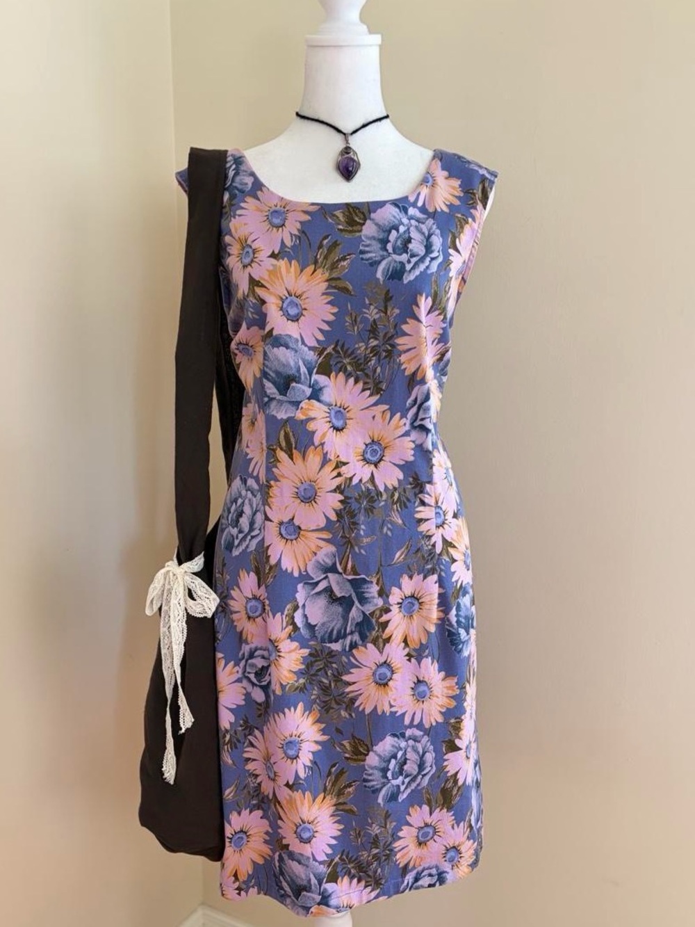 Vintage 90s fairy floral babydoll mini dress cottagecore grunge pink purple blue
